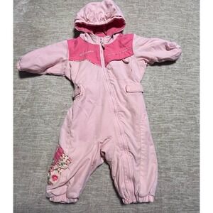 Columbia Infant‎ Girls Pink Hooded Snowsuit Bunting 12 Months Fleece Lined
